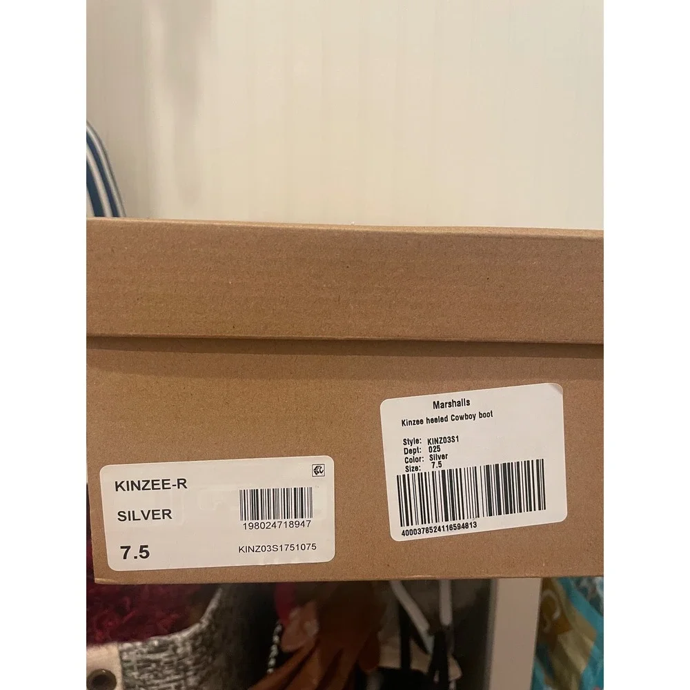 Steve Madden Kinzee Heeled Cowboy Boots Silver Metallic Pointed Toe Size 7.5 - Picture 5 of 5